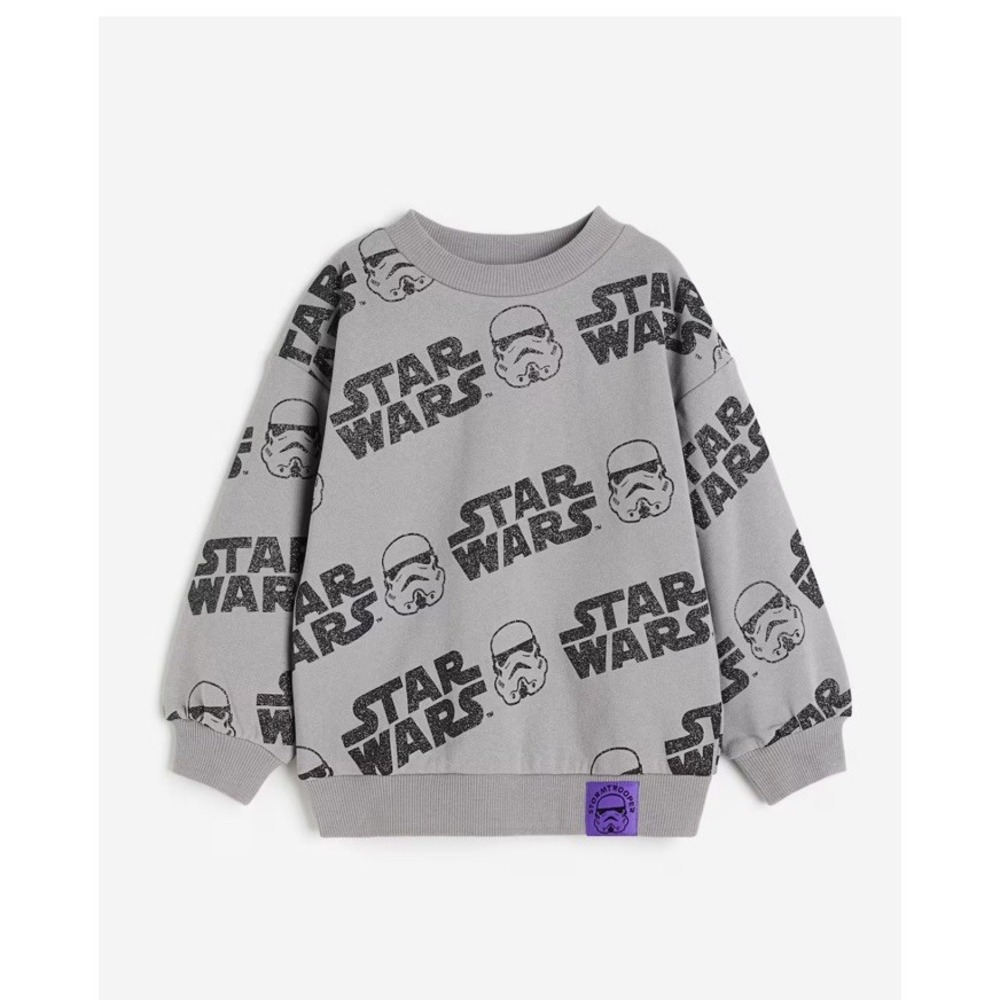 H&M Kids Star Wars Sweatshirt Grey Purple Stormtrooper Graphic Pullover Sz 5/6